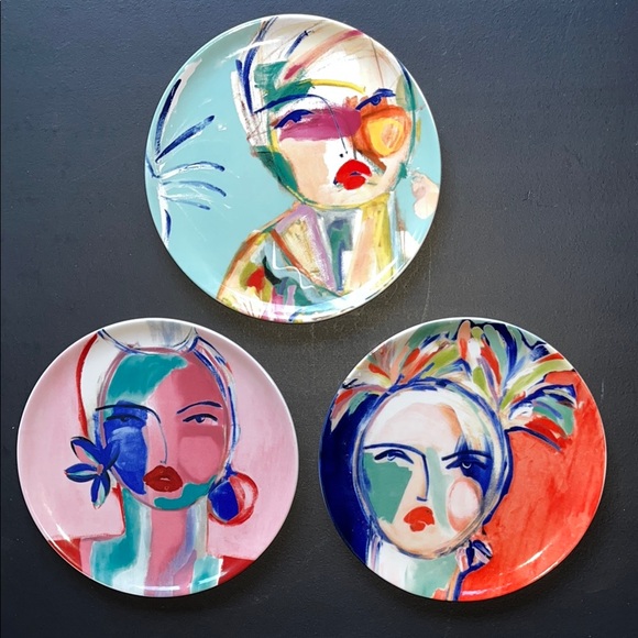 Anthropologie Three Dessert Plate Set